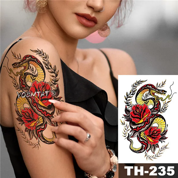 Waterproof Temporary Tattoo Sticker Pigeon Skull Rose pattern Water Transfer Flower vine body art flash fake tatoo - Цвет: 21