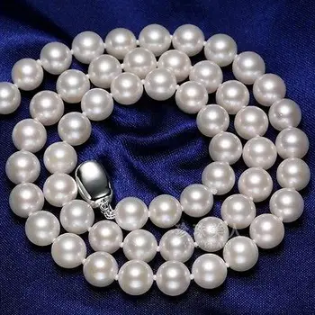 شراءالكلاسيكية AAA10-11mm مستديرة جنوب البحر جولة اللؤلؤ الأبيض قلادة 18 بوصة 925s