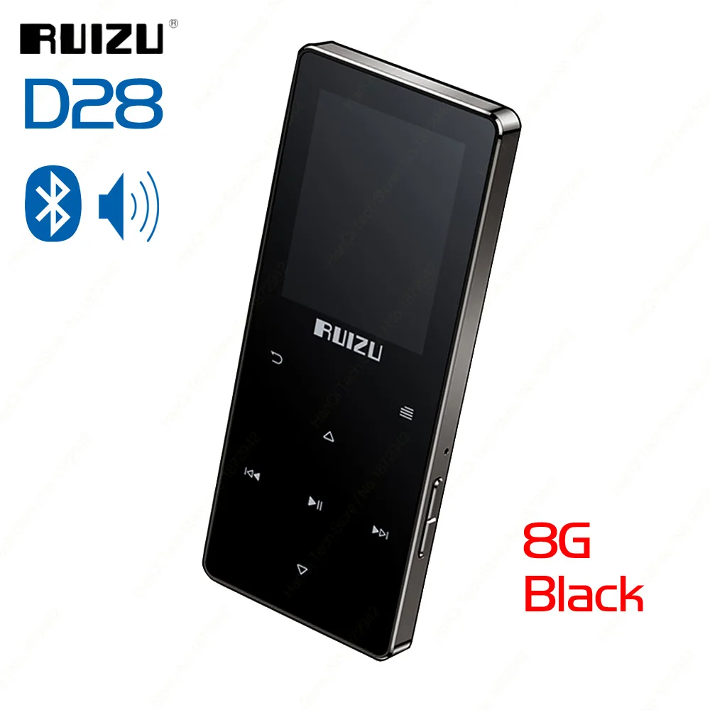 Bluetooth MP3-плеер RUIZU D28 музыкальный плеер 8G Портативный Walkman со встроенным динамиком поддержка fm-рекордер электронная книга часы Шагомер - Цвет: Black With Blueooth