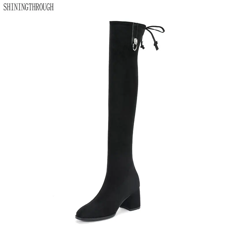 

Women suede Leather over the knee High Boots sexy High Heels Autumn Winter party dress shoes woman large size 34-42