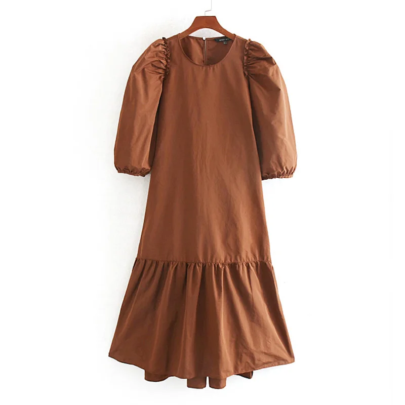 ZOEPO, свободные однотонные платья для женщин, модное платье из тафты с круглым вырезом, женские элегантные милые платья с коротким рукавом, женские платья JL - Цвет: CCDR2175