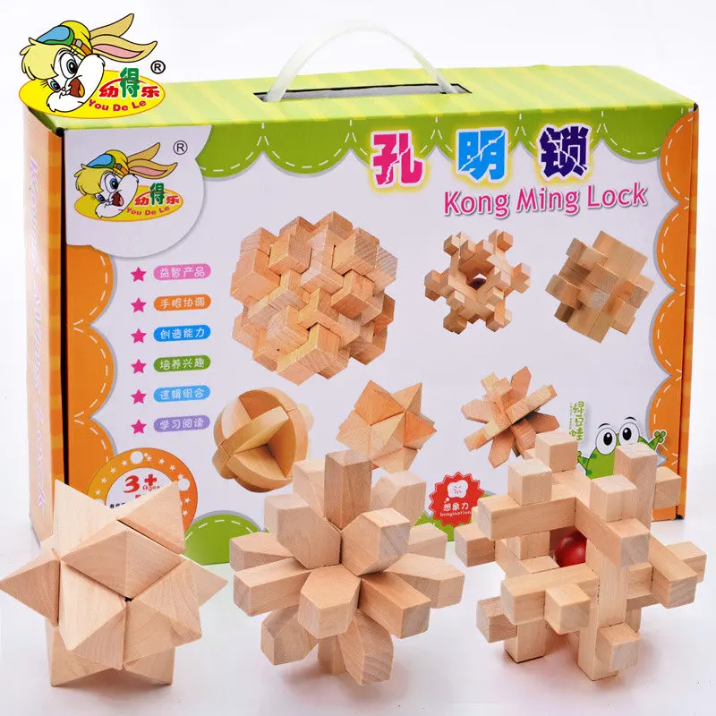 6 шт. детский деревянный пазл головоломка конг мин|wood assembly|assembly toyassembly games |