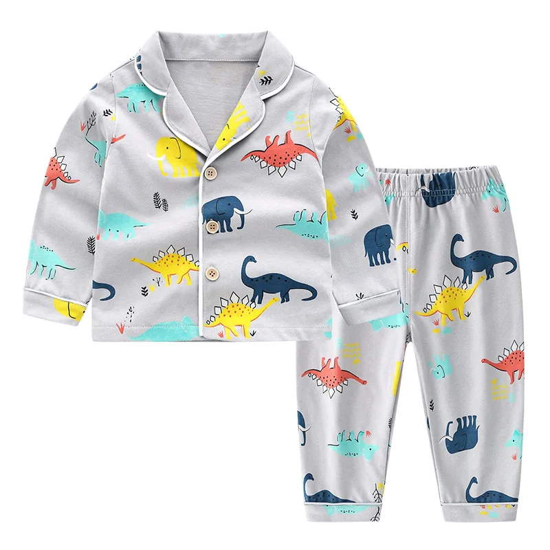 Childrenswear CHILDREN'S Pajamas Home Set Spring And Autumn New Style Small CHILDREN'S BOY'S Pure Cotton Tracksuit Autumn B