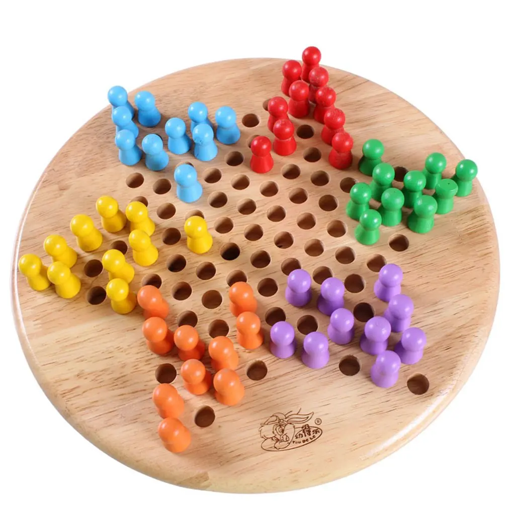 Wooden Jumping Gomoku Wooden Six-Color Two-In-One Board Game For Children Board Games Educational Toys
