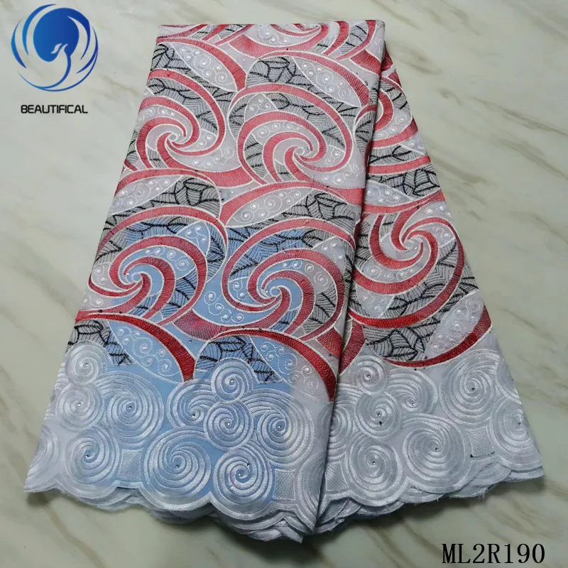 BEAUTIFICAL african cotton cloth Fashion auspicious clouds embroidery nigerian voile lace fabric 5yards/lot ML2R190 | Дом и сад