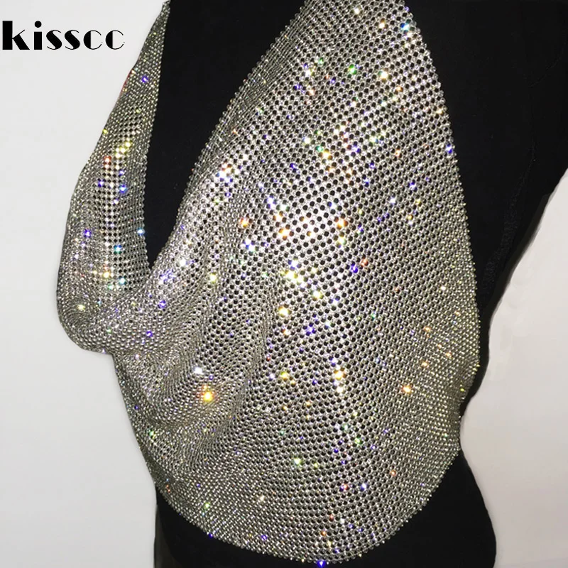 Сексуальные летние топы на бретельках с глубоким v образным вырезом стразами и