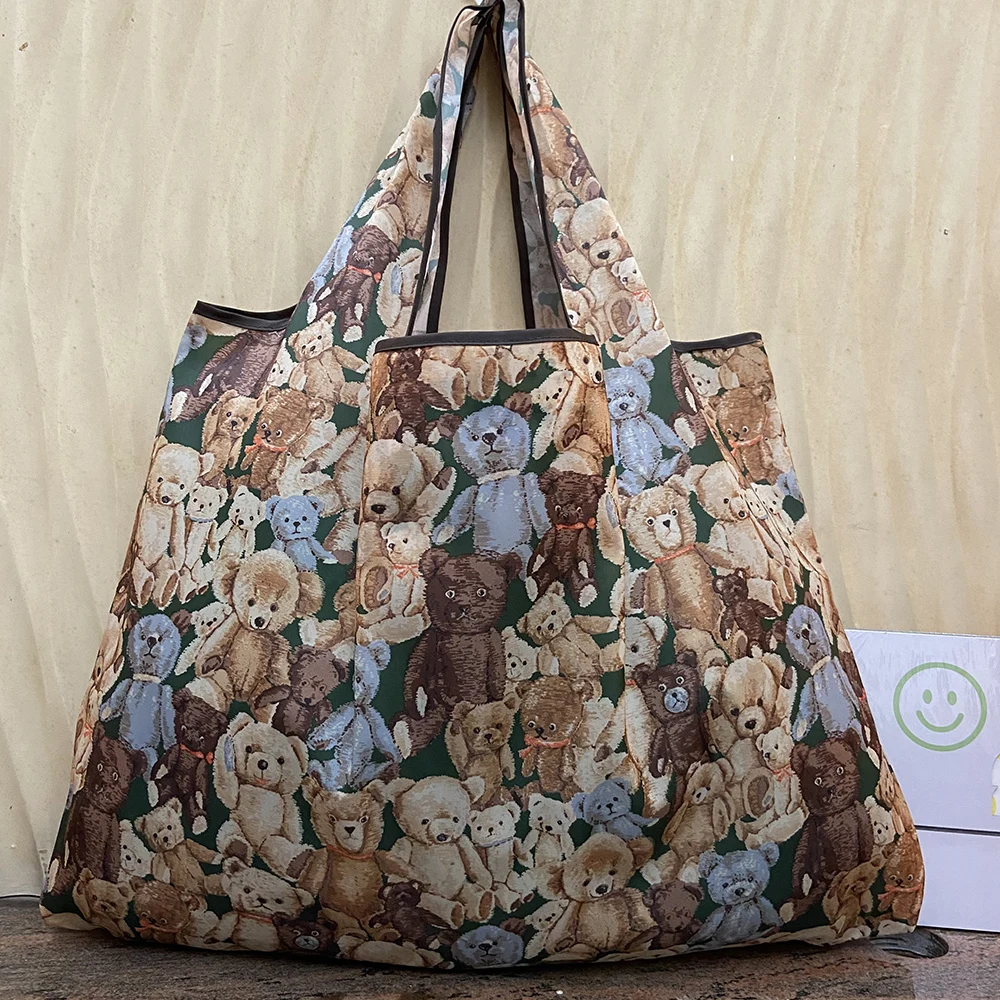 Bolsas de comestibles reutilizables para mujer, bolsos de compras plegables XL50 libras, lavables a máquina bolsas de mano, bolsos de hombro de viaje para mujer