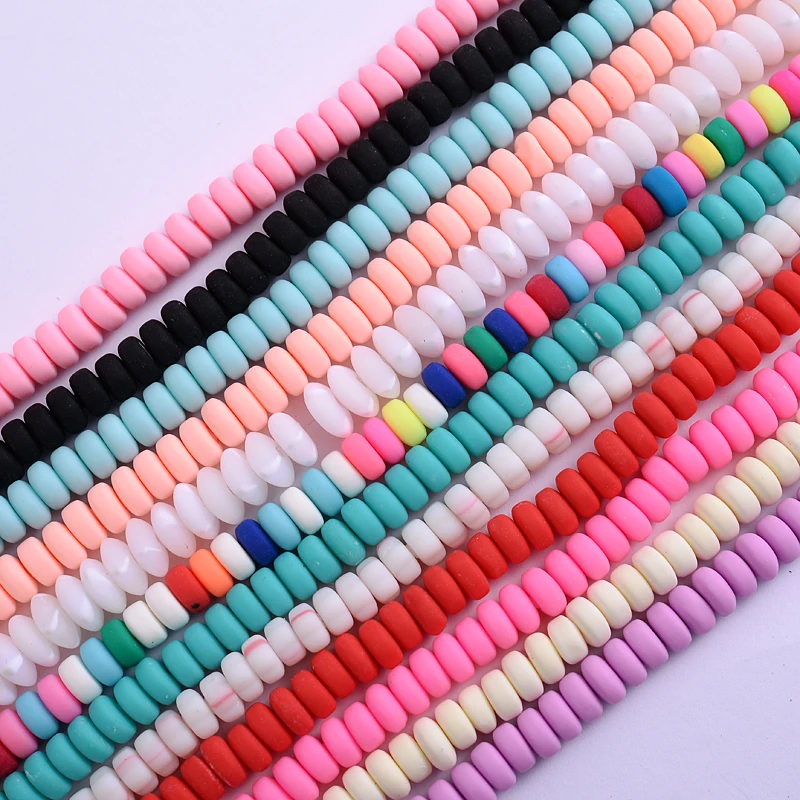 

7mm Approx 100Pcs 11 Colors Ellipse Clay Beads Polymer Clay Spacer Loose Handmade Beads For Necklace Diy Bracelet Accessories