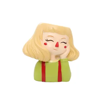 

Creative Flowerpot Resin Simulated Half Girls Shape Color Painted Basin Plant Container for Home Desktop Landscape Supplies (Tou