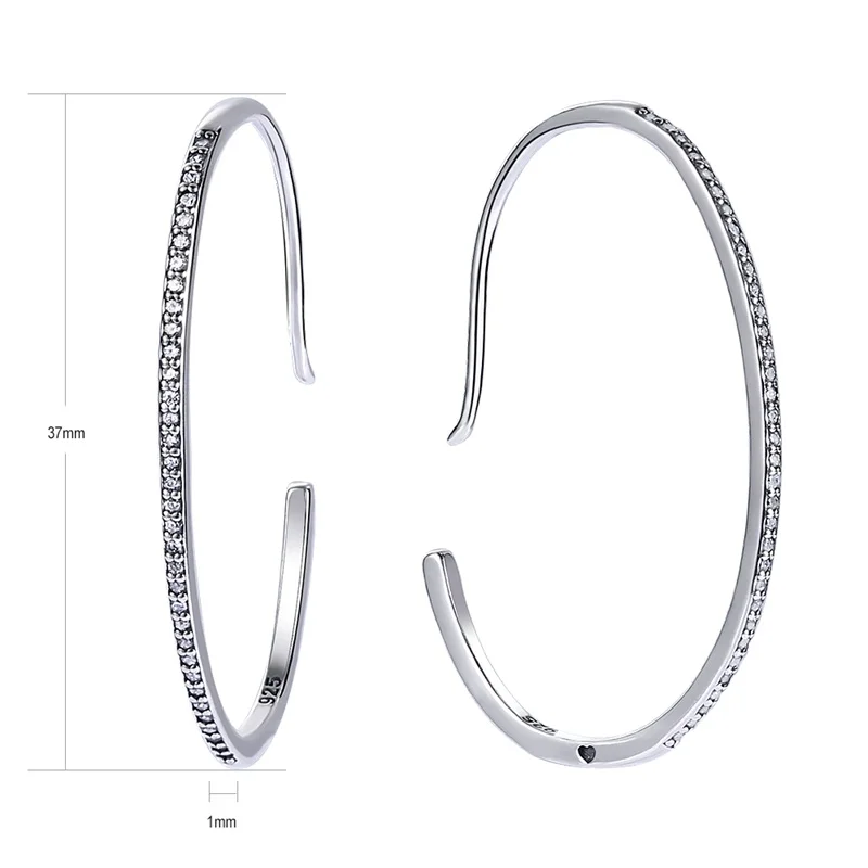 AZIZ BEKKAOUI Silver Big Hoop Earrings for Women Sterling Silver 925 Jewelry Female Fashion Woman Crystal Earrings Fine Jewelry