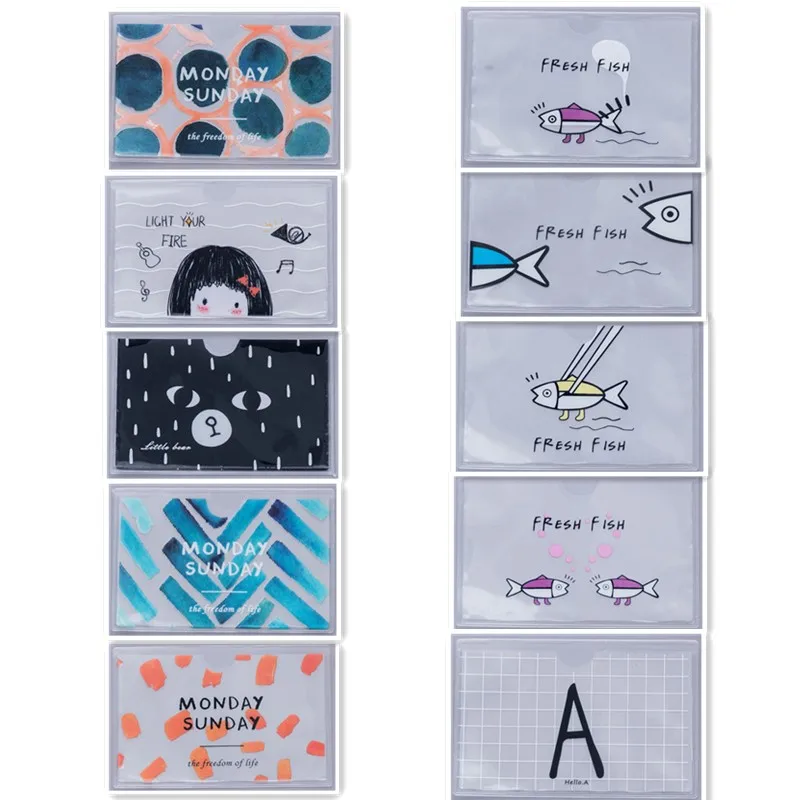 

Cute Small Fresh ID Card Holder Case Cartoon Business Bus Bank Credit Card Cover Transparent PVC for Student Kid Women Badge Bag