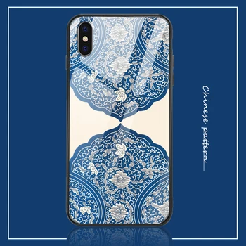 

Chinese style art shell for iPhone6 / 7 / 8 xr xsmax case tempered glass mobile phone case iPhoneX tpu silicone anti-drop mobile