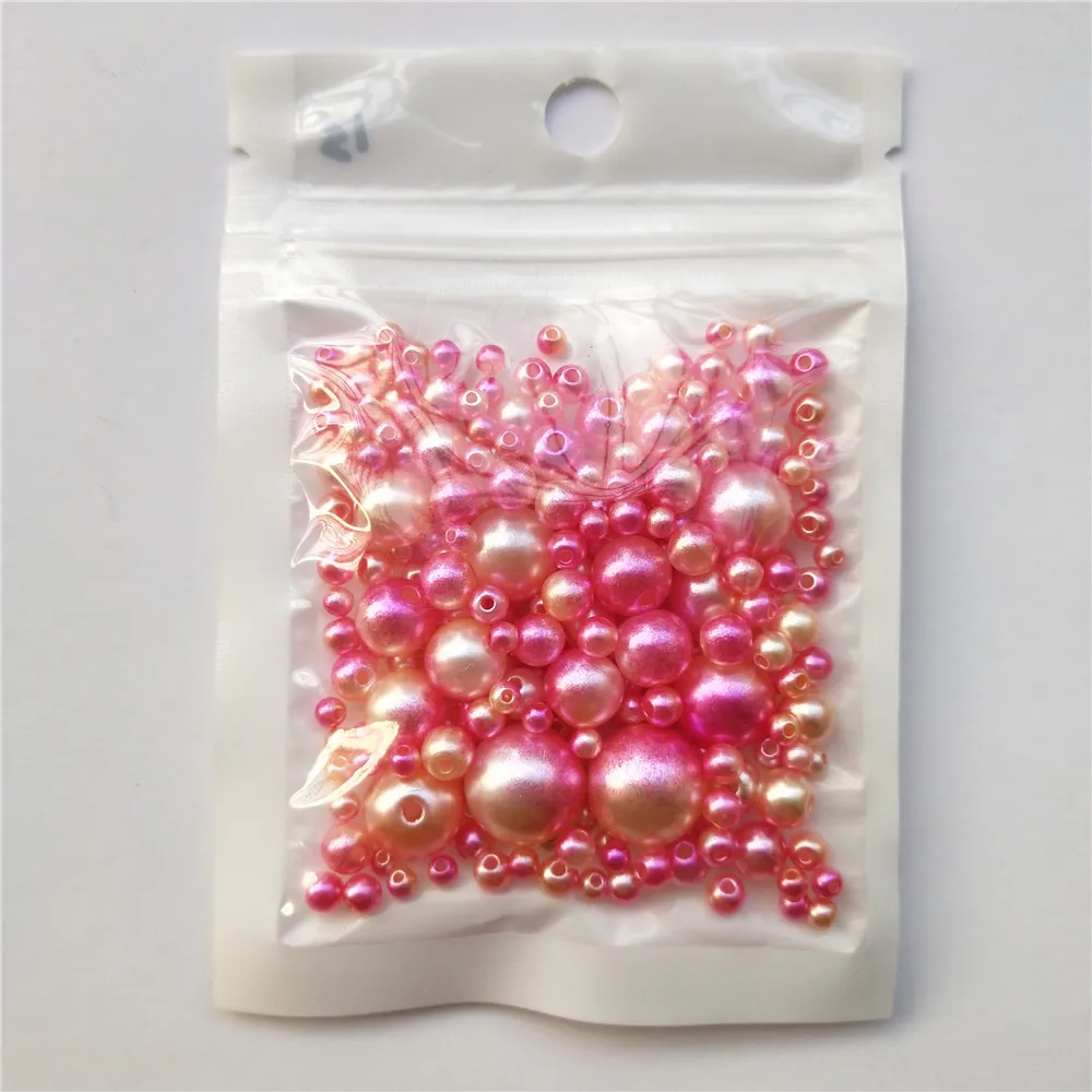 250Pcs Mix Size 3-12mm Beads with Hole Colorful Pearls Round Acrylic Imitation Pearl Beads DIY for Jewelry Making Accessories