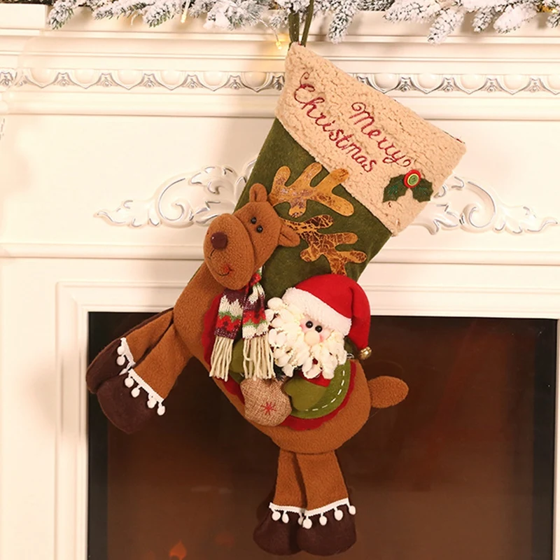 Christmas Socks Gift Bag Christmas Decorations Christmas Riding Deer Socks Gift Candy Socks