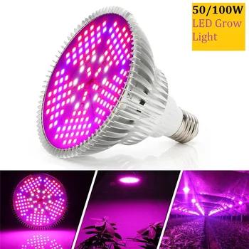 

50W/100W Full Spectrum LED Grow Light E27 Plant Lamp Led Bulb for Plants Aquarium Flowers Seeds Garden Vegetables Greenhouse