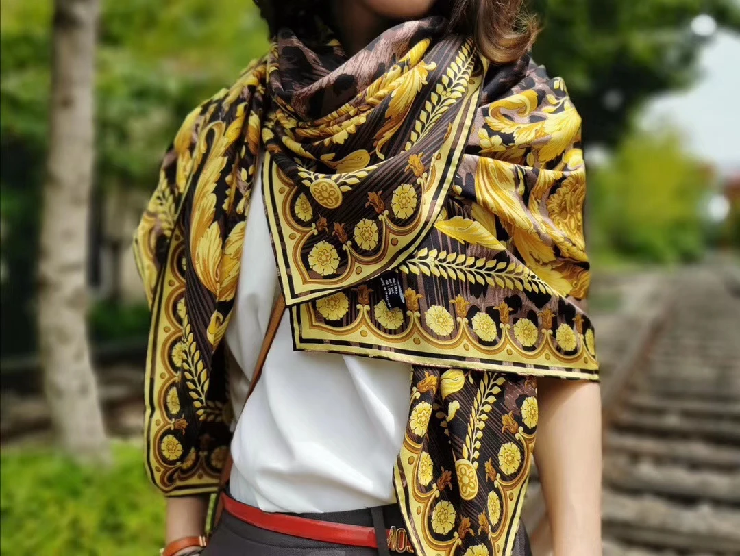 Элегантный красивый Премиум Шелковый саржевый шарф высокого качества благородная Дамская шаль пальто модные шарфы