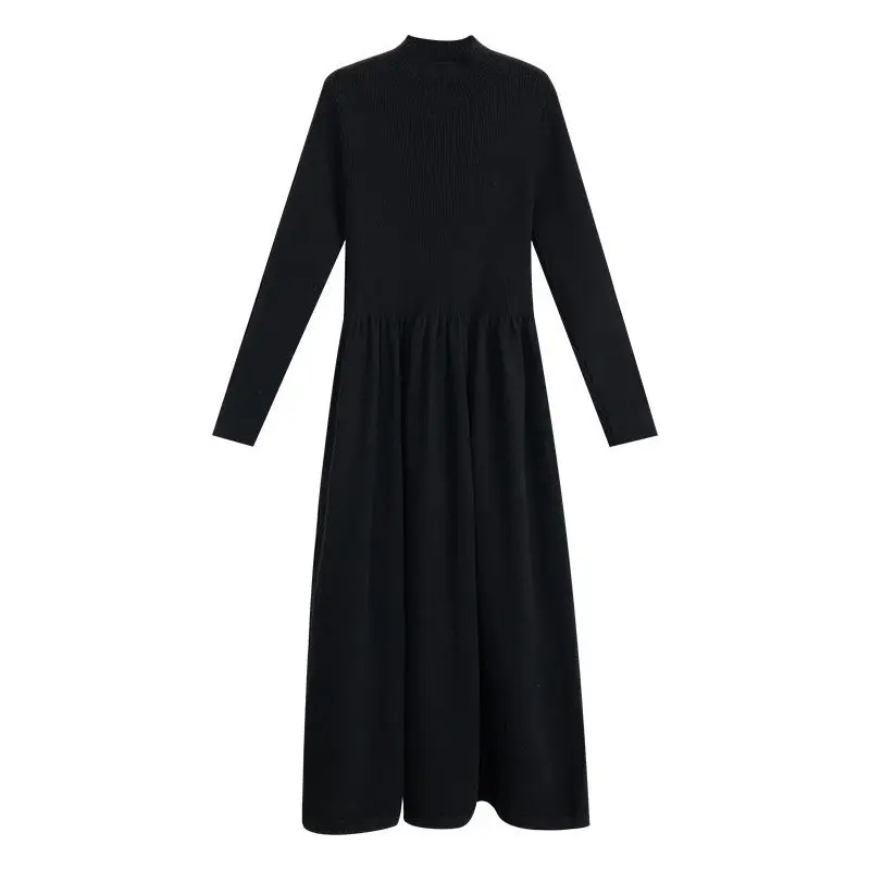 Long Sleeve Dress Women Knitted Stretch Soft Elegant Pure Fall Spring Lady Knitwear All-match Ulzzang Pregnant Vestido Feminino business casual women