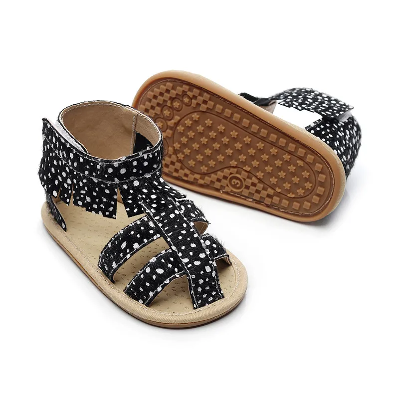Милая обувь принцессы с кисточками для новорожденных девочек летние сандалии для малышей нескользящая резиновая обувь из PU искусственной кожи рождественские подарки, Размер 0-18 месяцев