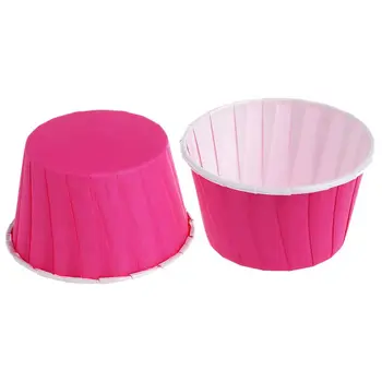 

50X Paper Baking Cup Cake Cupcake Cases Liners Muffin Dessert Wedding Party Color:Rose red