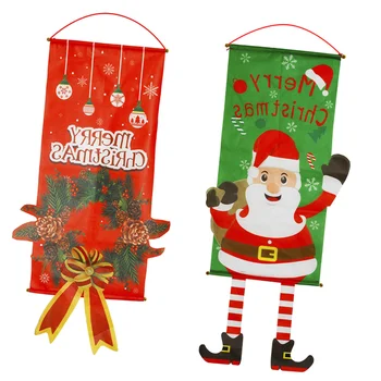 

2pcs Christmas Hanging Flag Wall Decoration for Shopping Mall Windowshop