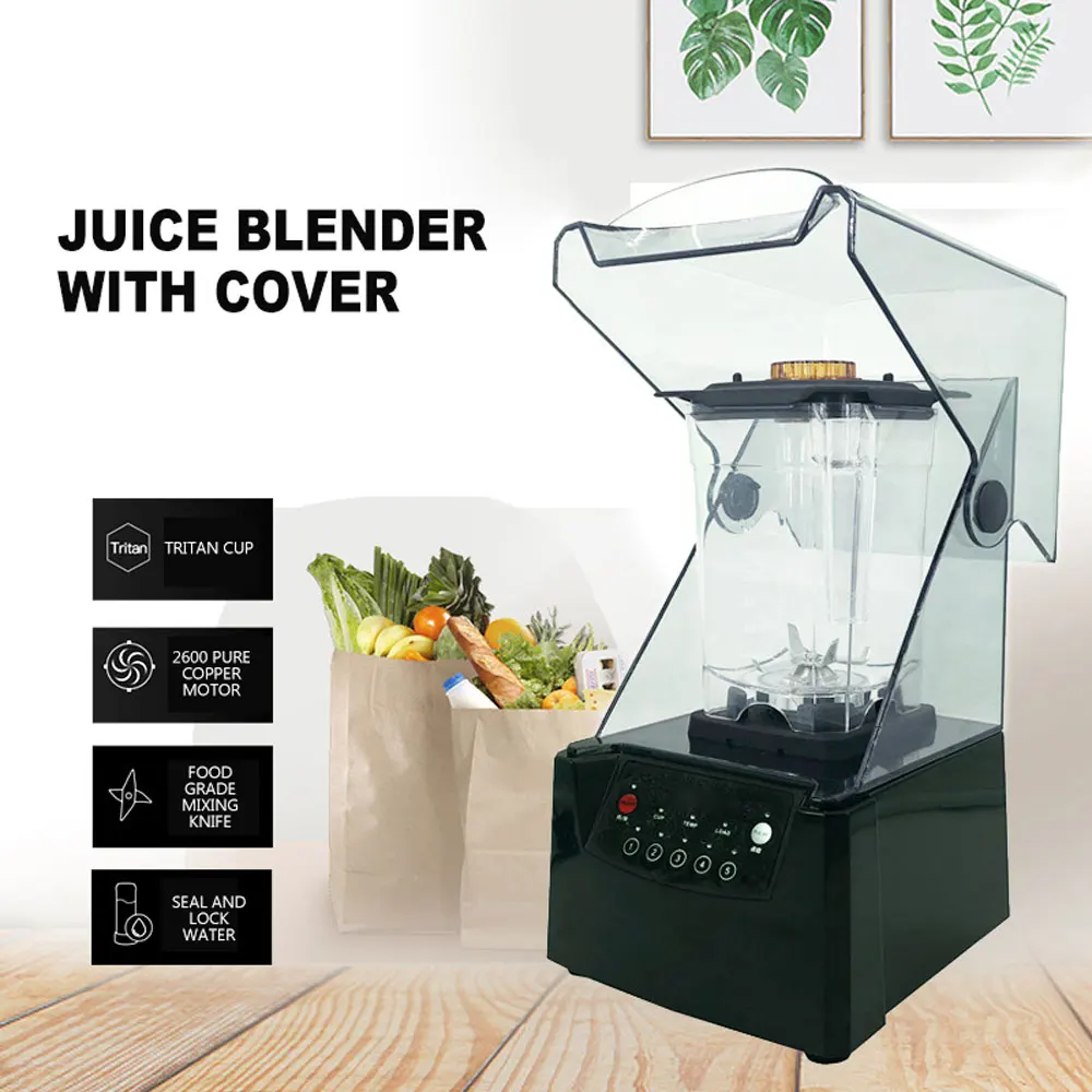 110V 220V Electric Sound Proof Cover Blender Quiet Ice Blender Smoothie  Maker Ice Crusher Juice Maker Fruit Mixer Blender