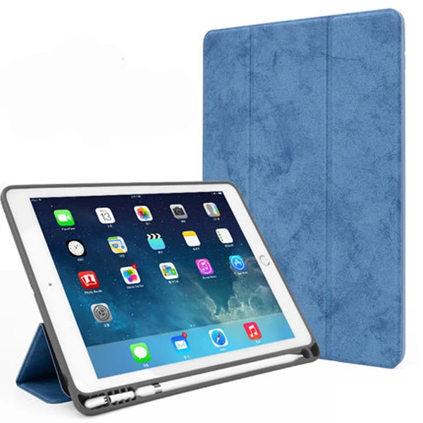 Blue Для iPad 9,7 чехол для планшета 5th 6th generation для iPad 5 6 Smart wake sleep с iPad pencil holder - Цвет: Blue