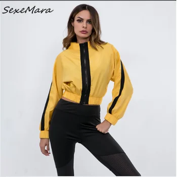 

Streetwear Regual Fashion Korean Style Jacket Plus Size 2019 Loose Yellow Fall Zippers Jacket Women