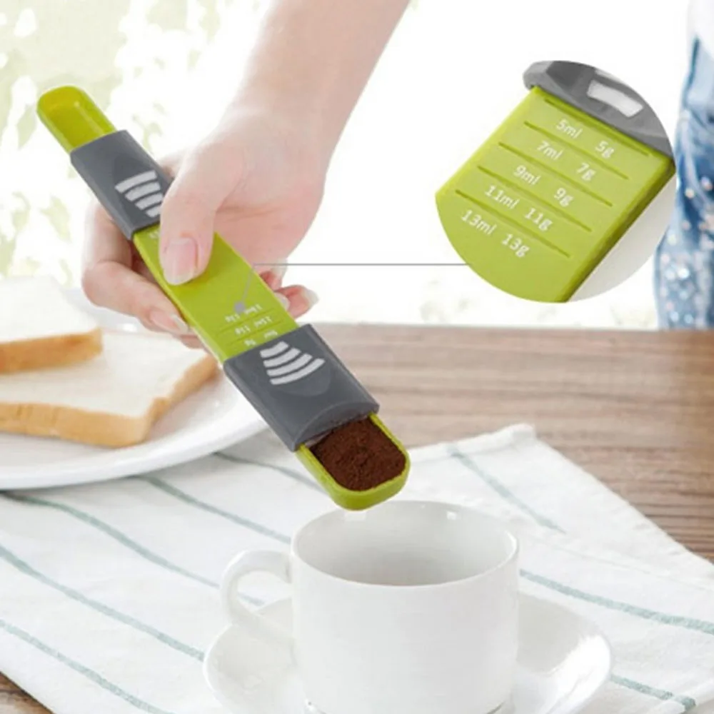 

HOT 1PC Measuring Spoon Double End Eight Stalls Adjustable Scale Measuring Spoons Metering Spoon baking tool Kitchen accessories