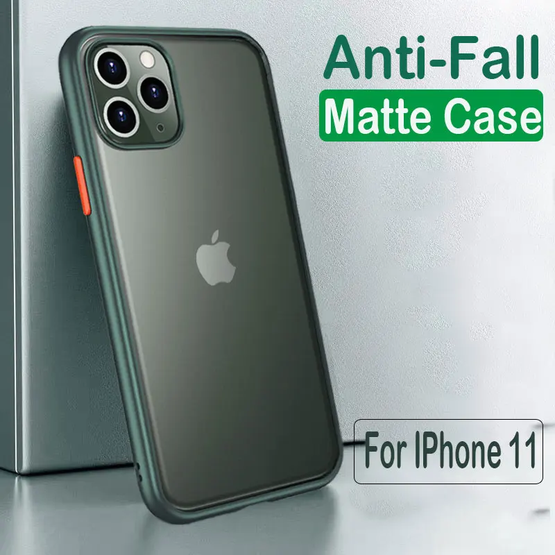 Роскошный противоударный матовый чехол для телефона IPhone 11 Pro X XR XS Max мягкий