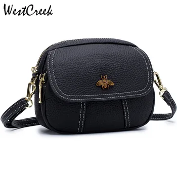 

WESTCREEK Cow Leather Flap Women Messenger Bag Small Shoulder Bag Lady Mini Handbag Purse Designer Brand Female Crossbody Bag