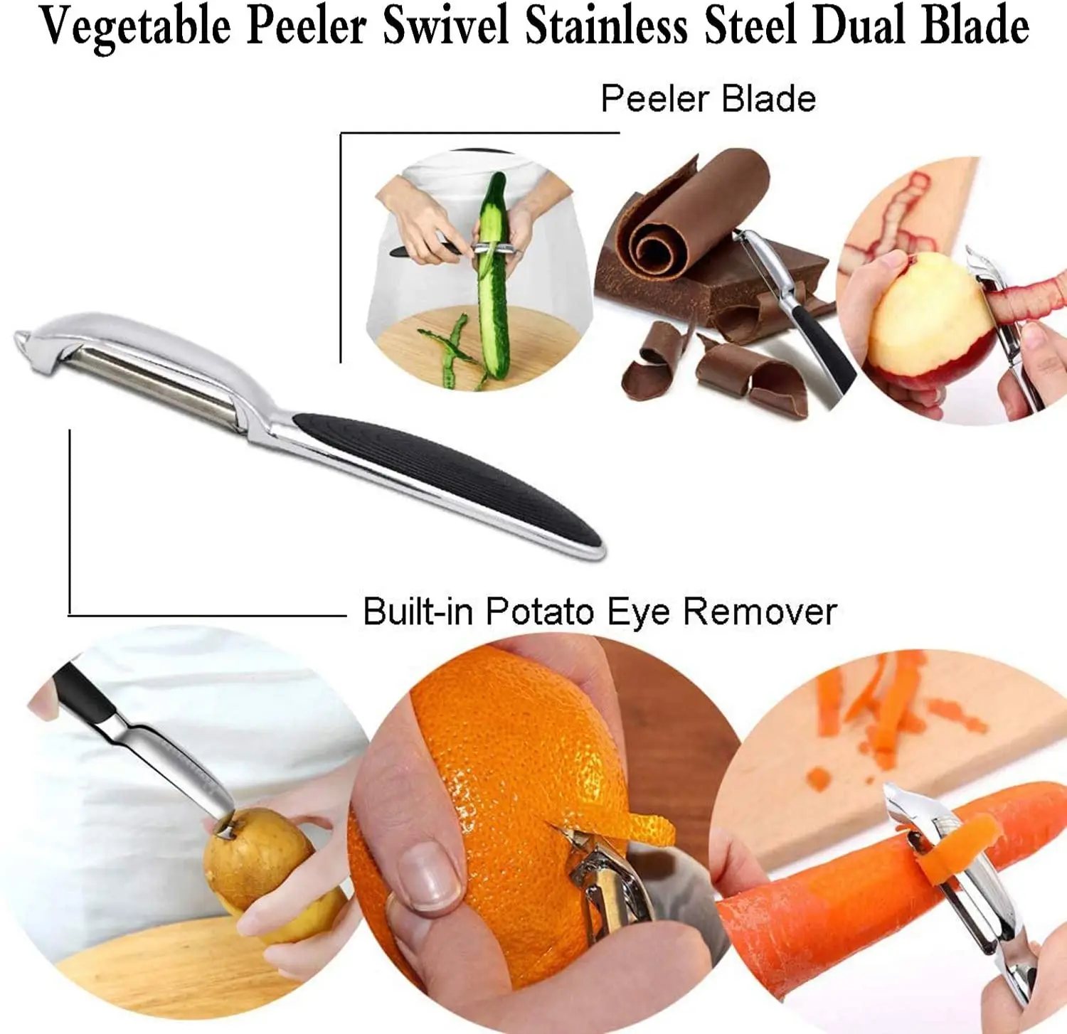 Julienne Slicer Stainless Steel Dual Blade Cabbage Shredder - Red \u0026 Black 2  Piece Julienne Cutter For Vegetables Stainless Steel Shredder, image size:1500x1454
