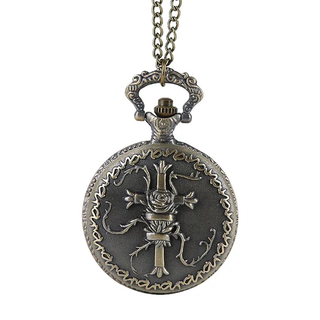 Explosion embossed lace matte texture rose vine winding large cross classical pocket watch