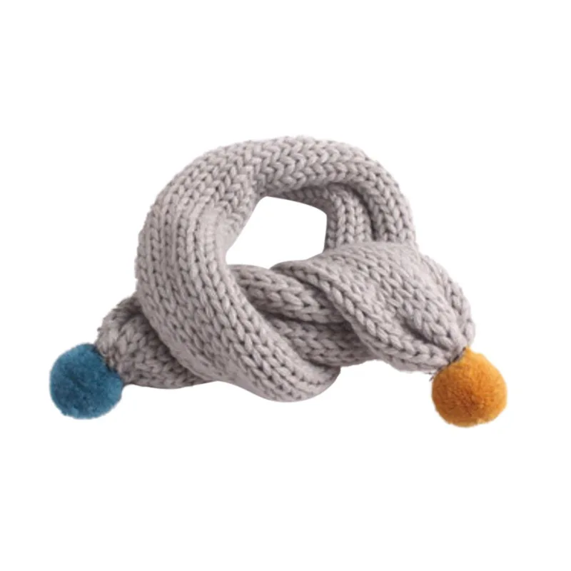 Зимний детский шарф, однотонный вязаный мягкий теплый шарф, теплый зимний комплект для мальчиков и девочек - Цвет: Серый
