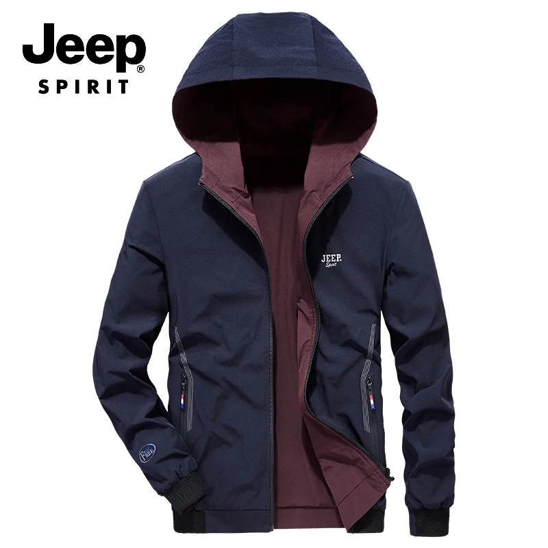 JEEP дух брендовые осенние куртки, модная зимняя куртка с капюшоном и воротником с двойными бортами одежда куртка-штормовка для девочек мужской быстрая сухая верхняя одежда - Цвет: As Picture