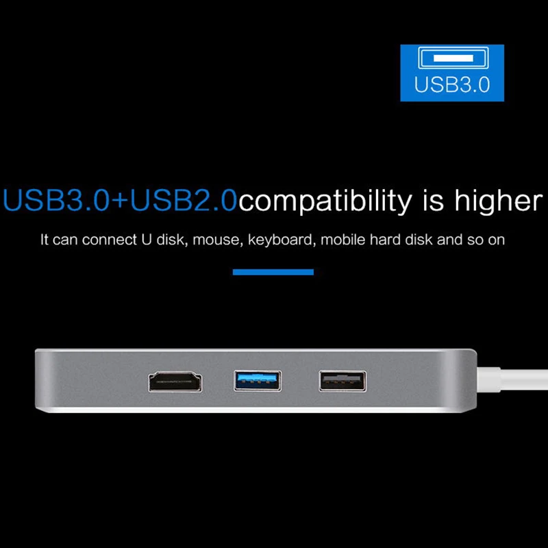Type C USB C концентратор 7 в 1 многопортовый USB 3,1 type C к HDMI USB 3,0 RJ45 SD кард-ридер PD зарядный адаптер конвертер для Mac