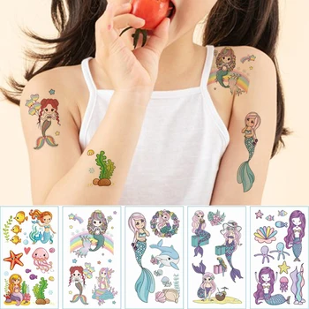 

10pcs Cute Mermaid Temporary Tatoo Sticker Waterproof Seabed Fake Tattoo Tattoos Hand Foot Tatouage For Kids Children Girl Women