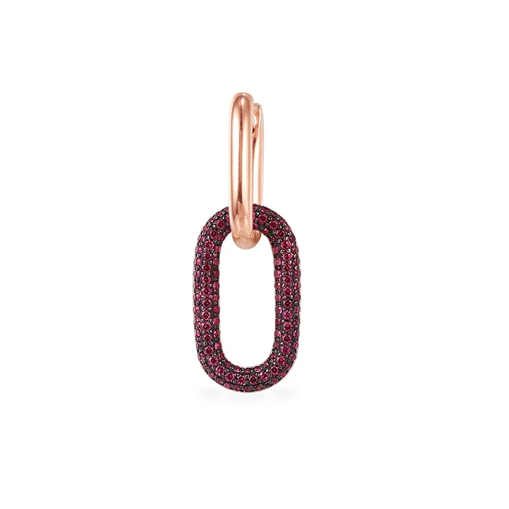 Rose 925, серебряные, рок, стразы, цепочка, серьги-кольца для женщин, шкафчик, модные серьги-кольца, Осенние ювелирные изделия - Окраска металла: Rose
