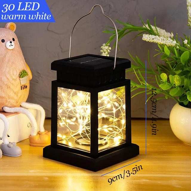 Solar LED Lights Outdoors Focus Floor Lanterns Panel Candle Terraza Indoor Hanging Balcony Birds Decoration Lighting For Garden 30LED Warm white
