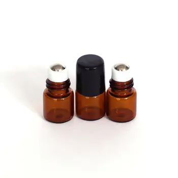 

10 Pcs 1ml Empty Brown Glass Bottle Roller Ball Essential Oil Liquid Container Amber Roll On Roller Bottle Perfume Bottle