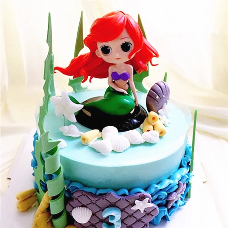 

Mermaid Princess Cake Decoration Mermaid Baby Toy a Year of Age Party Dessert Table Props