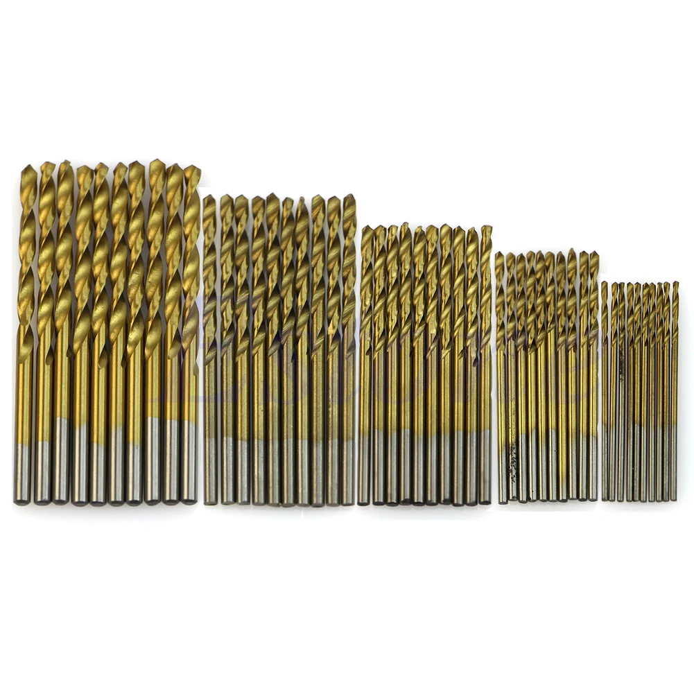 

1/1.5/2/2.5/3mm Titanium Coated HSS High Speed Steel Drill Bit Set Tool 50Pcs