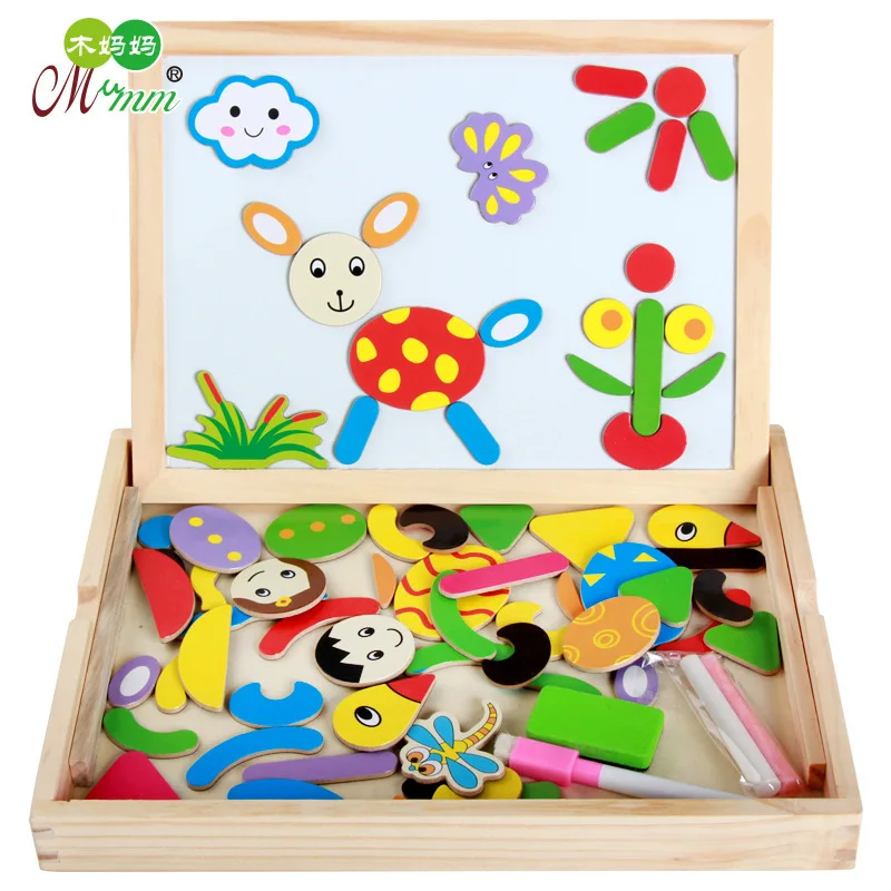 

Children Puzzle Board Wooden Learning Sketchpad Wonderful Double-Sided Magnetic Fight Learn Wonderful Sketchpad Educational Toy