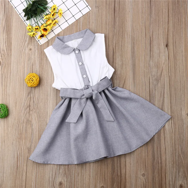 Элегантное детское платье для малышей и девочек ясельного возраста,, одежда на пуговицах с отложным воротником Бандажное платье принцессы вечерние платья из хлопка слитные купальники для будущих мам