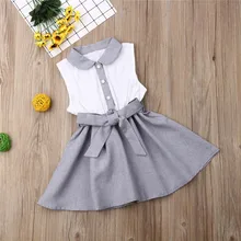 Элегантное детское платье для малышей и девочек ясельного возраста,, одежда на пуговицах с отложным воротником Бандажное платье принцессы вечерние платья из хлопка слитные купальники для будущих мам