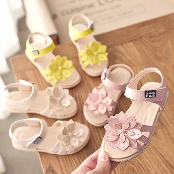 

Girls Summer Shoes Flowers Princess Soft Sweet Cute Floral Sandals For Baby Big Children Kids Beach Sandals 21-30 High Quality