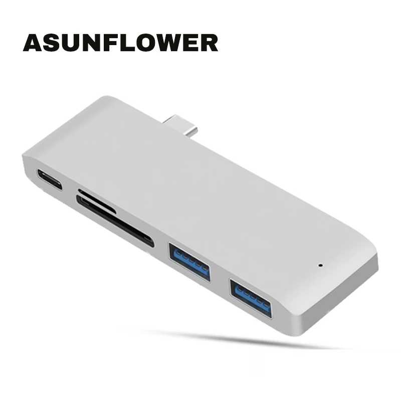 Asunflower USB C концентратор 5 в 1 type C к Мульти USB 3,0 порт usb-хаб кард-ридер с PD зарядным портом для MacBook Air 13 адаптер концентраторы