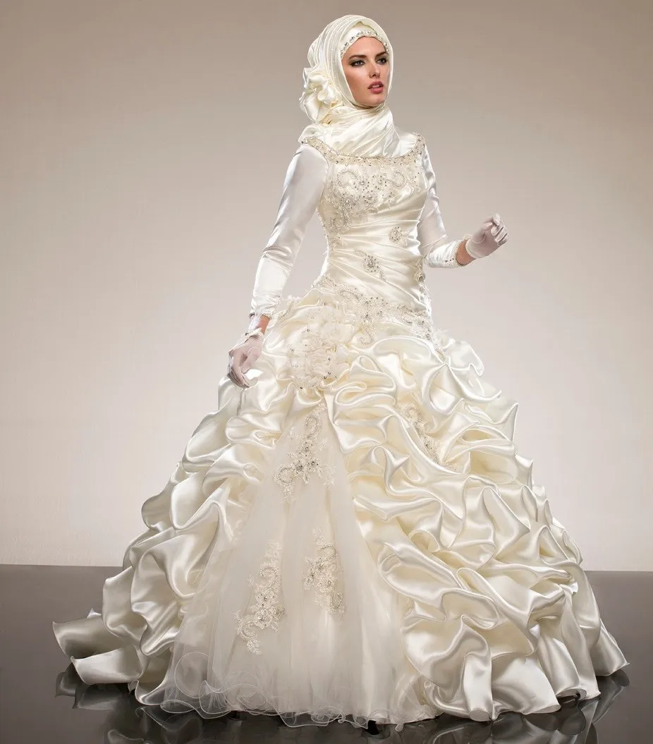 Саудовская Аравия, мусульманские Бальные платья с длинным рукавом, vestido de noiva, с оборками, с кристаллами, бисероплетение, свадебное платье, платья для матери невесты