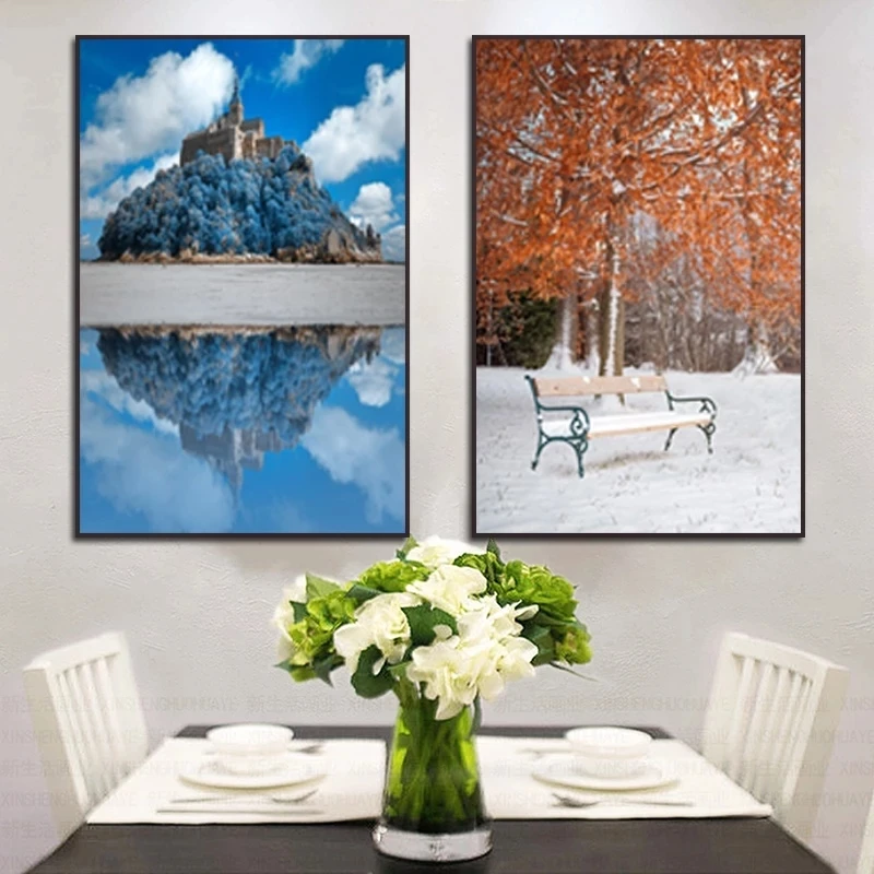 

Nature Spring Summer Autumn Winter Canvas Painting Season Wall Art Picture Posters Decoration Home Living Room Office