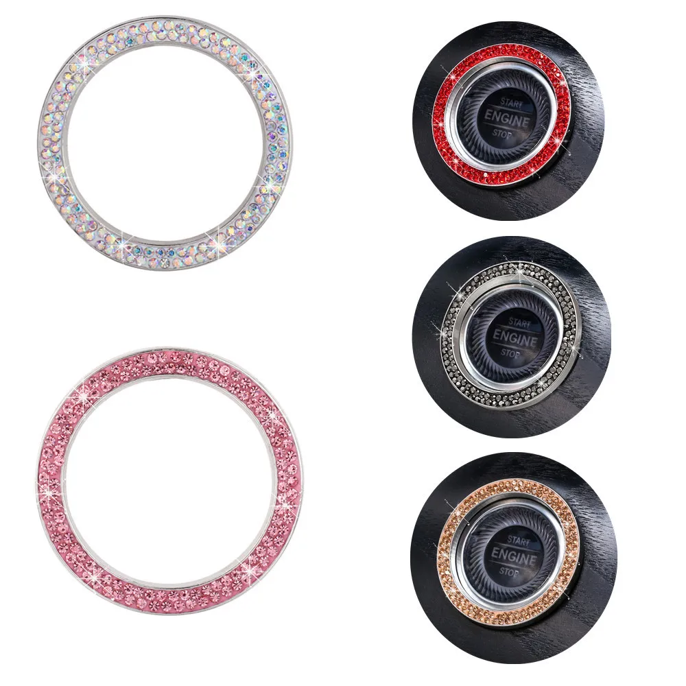 

Car one-click start decorative ring sticker Diamond-studded ignition button cover sticker Crystal start ignition ring sticker