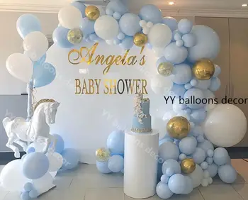 

134pcs Balloons Garland Arch Kit 4D Gold Foild Balloon Blue White for Birthday Wedding Baby Shower Decorations Party Supplies
